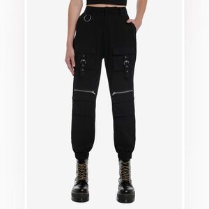Hot Topic Black Zipper Grommet Cargo Jogger Pants Size S
